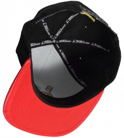 Baseball Caps Men's Adjustable Leaf Shape Studded Flat Bill Caps - Black Red - C011MJIJSJH $12.10