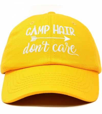 Baseball Caps Camp Hair Don't Care Hat Dad Cap 100% Cotton Lightweight - Gold - CB18SD4IH9Y $12.73