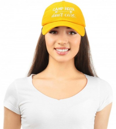 Baseball Caps Camp Hair Don't Care Hat Dad Cap 100% Cotton Lightweight - Gold - CB18SD4IH9Y $12.73