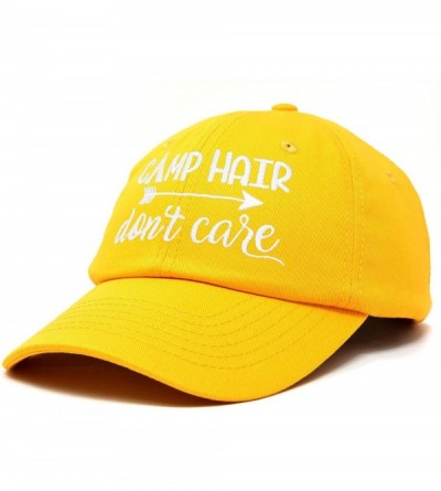 Baseball Caps Camp Hair Don't Care Hat Dad Cap 100% Cotton Lightweight - Gold - CB18SD4IH9Y $12.73