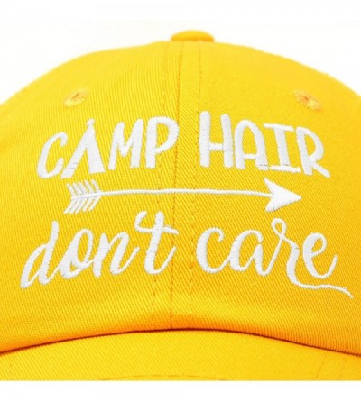 Baseball Caps Camp Hair Don't Care Hat Dad Cap 100% Cotton Lightweight - Gold - CB18SD4IH9Y $12.73