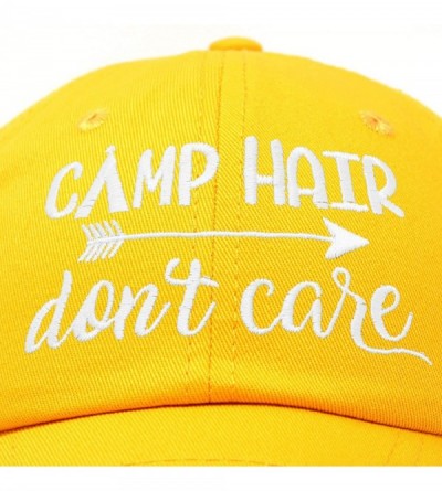 Baseball Caps Camp Hair Don't Care Hat Dad Cap 100% Cotton Lightweight - Gold - CB18SD4IH9Y $12.73