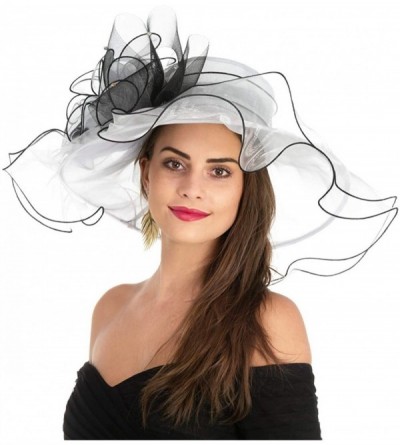 Sun Hats Women's Organza Church Kentucky Derby British Fascinator Bridal Tea Party Wedding Hat Summer Ruffles Cap - CX18NY694...