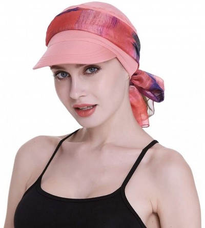 Newsboy Caps Newsboy Cap for Women Chemo Headwear with Scarfs Gifts Hair Loss Available All Year - Coral - C918LWYSINX $30.50