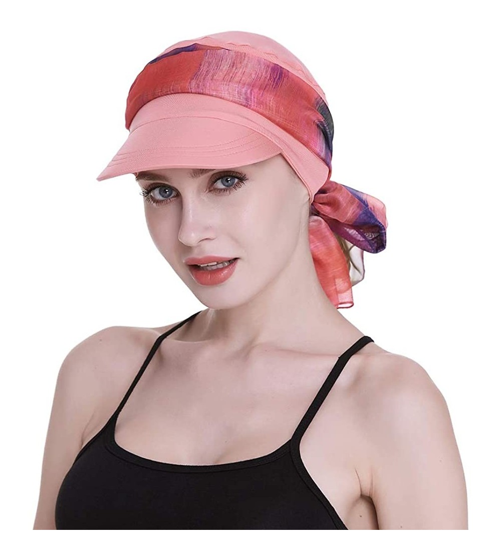 Newsboy Caps Newsboy Cap for Women Chemo Headwear with Scarfs Gifts Hair Loss Available All Year - Coral - C918LWYSINX $17.13