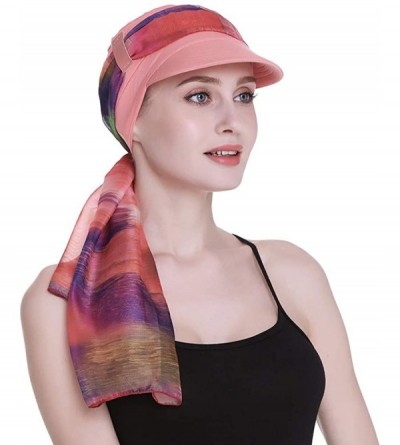 Newsboy Caps Newsboy Cap for Women Chemo Headwear with Scarfs Gifts Hair Loss Available All Year - Coral - C918LWYSINX $17.13