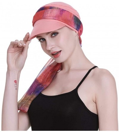 Newsboy Caps Newsboy Cap for Women Chemo Headwear with Scarfs Gifts Hair Loss Available All Year - Coral - C918LWYSINX $17.13