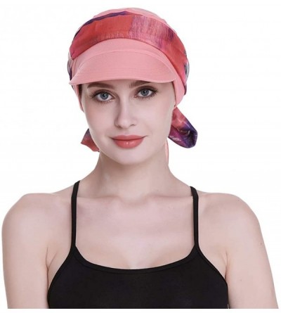 Newsboy Caps Newsboy Cap for Women Chemo Headwear with Scarfs Gifts Hair Loss Available All Year - Coral - C918LWYSINX $17.13