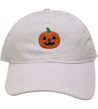 Baseball Caps Halloween Pumpkin Cotton Baseball Dad Caps - White - CT12M1OAF3P $24.02