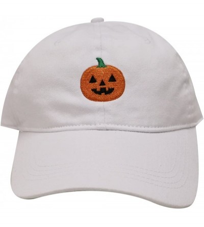 Baseball Caps Halloween Pumpkin Cotton Baseball Dad Caps - White - CT12M1OAF3P $11.21