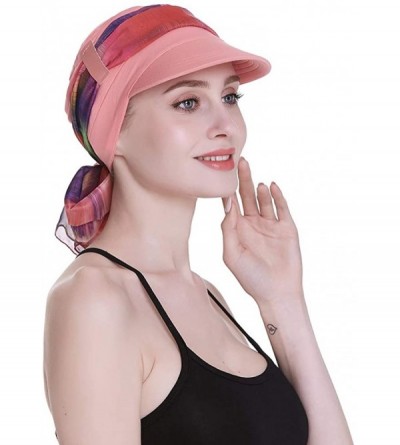 Newsboy Caps Newsboy Cap for Women Chemo Headwear with Scarfs Gifts Hair Loss Available All Year - Coral - C918LWYSINX $17.13