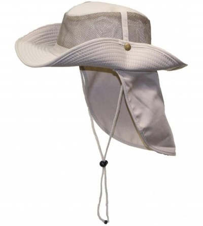 Sun Hats Packable Wide Brim Mesh Safari/Outback W/Neck Flap & Snap Up Sides - Khaki - CP189ZDLL73 $19.65