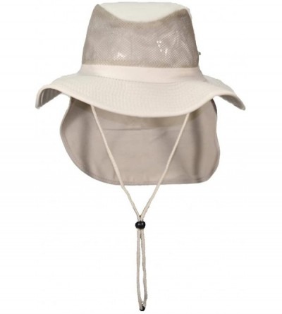 Sun Hats Packable Wide Brim Mesh Safari/Outback W/Neck Flap & Snap Up Sides - Khaki - CP189ZDLL73 $19.65