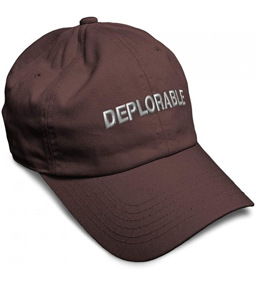 Baseball Caps Custom Soft Baseball Cap Destruction Word Deplorable A Embroidery Twill Cotton - Brown - CD195Q3RURE $12.84