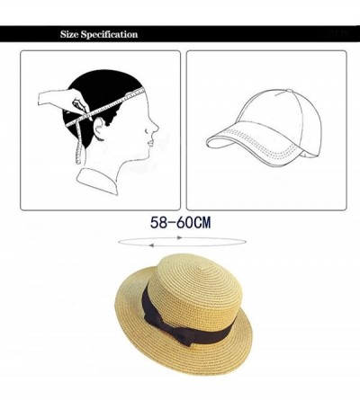 Sun Hats Women Summer Outdoor Beach Sun Straw Hat Bow Tie Flat Top UPF 50+ Wide Brim Sun Protection Hat Cap - CG18S5OCG6S $12.23