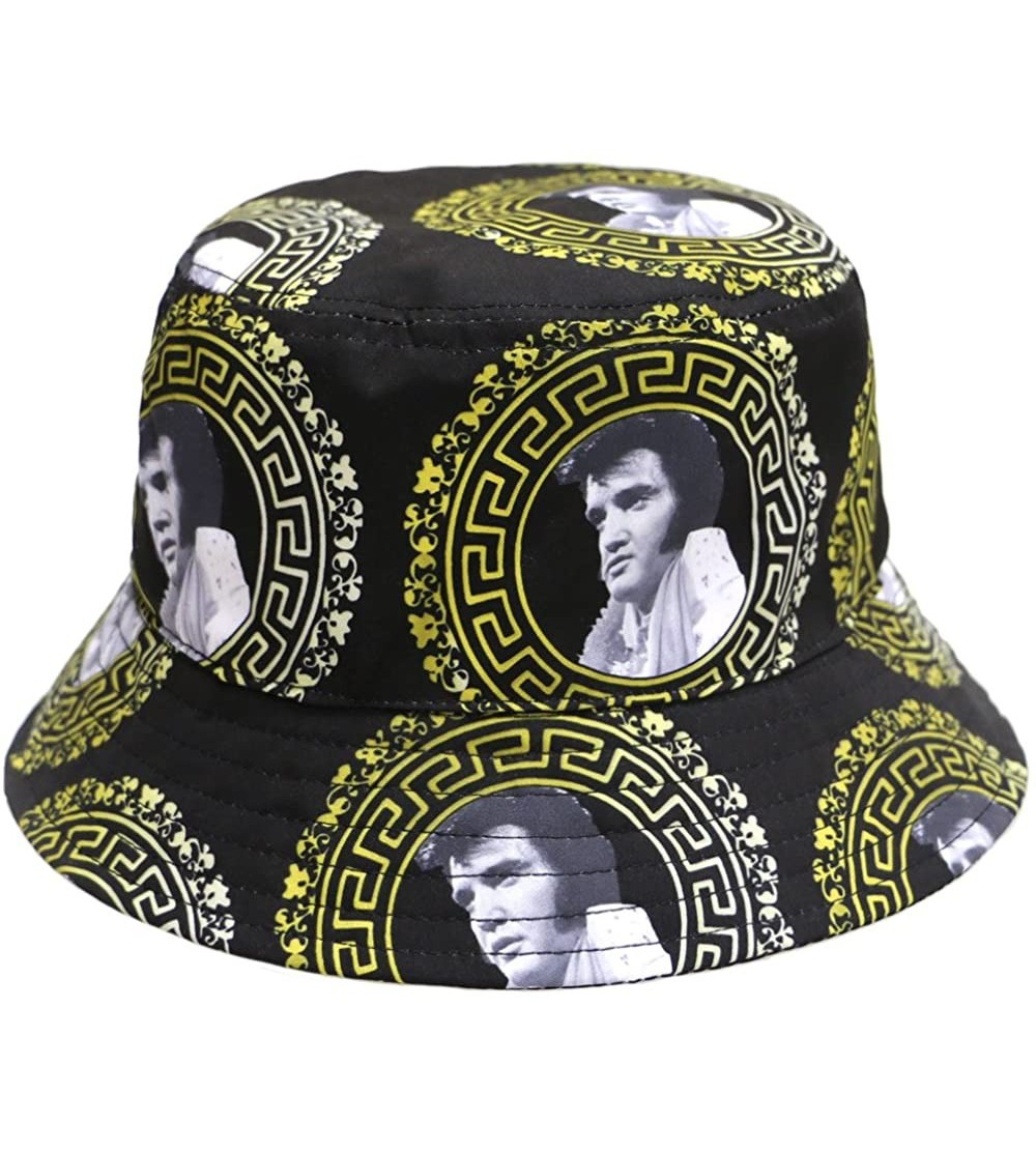 Bucket Hats Unisex Microfiber Patterned Bucket Hats - Multi Design - 1580 Elvis - CE12BJKPNQ7 $13.03