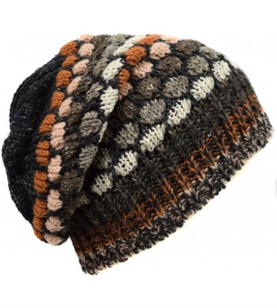 Skullies & Beanies Woolen Knitted Fleece Lined Multicoloured Beanie Hats - C - CH12HROOW8J $27.33