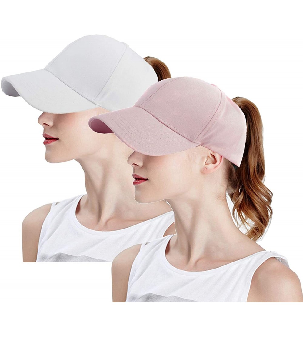 Baseball Caps Solid Ponytail Hat Baseball Women Pony Caps Messy Bun Cap - CY18STY2ASN $8.77