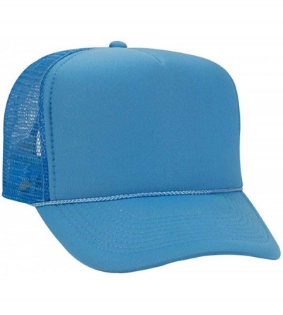 Baseball Caps Polyester Foam Front 5 Panel High Crown Mesh Back Trucker Hat - Col. Blue - CO12EXF1R3N $25.42