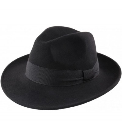 Fedoras Fedora Wool Felt Fedora Hat Packable Water Repellent - Noir - CL11JFK82YJ $33.78