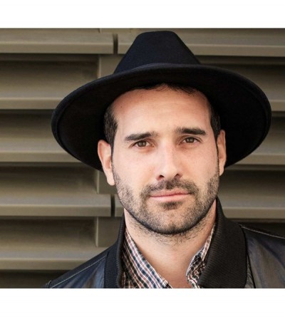 Fedoras Fedora Wool Felt Fedora Hat Packable Water Repellent - Noir - CL11JFK82YJ $33.78