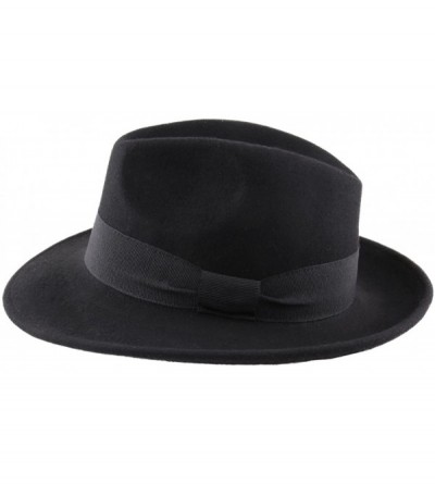 Fedoras Fedora Wool Felt Fedora Hat Packable Water Repellent - Noir - CL11JFK82YJ $33.78