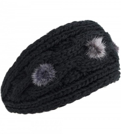 Cold Weather Headbands Plain Adjustable Winter Cable Knit Headband - 2-black - CM18MGNQD5H $10.51
