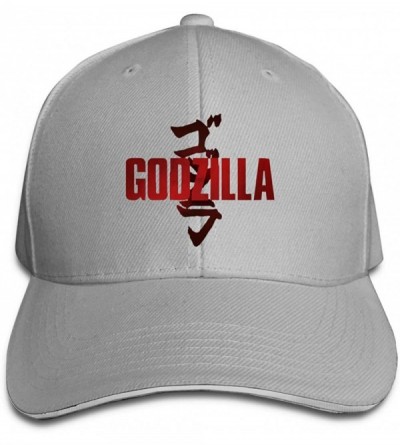 Baseball Caps Adult Unisex Fashion Godzilla Adjustable Sandwich Baseball Hats for Mens&Women - Gray - CC18YU8L9ZM $52.28