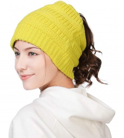 Skullies & Beanies Womens Knit Visor Beanie Newsboy Cap Winter Warm Hat Cold Snow Weather Girl 55-60cm - 99724-yellow - CQ18I...
