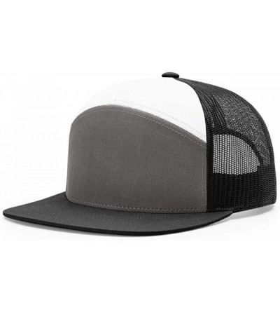 Baseball Caps Seven-Panel Trucker Cap - 168 - Charcoal/ Black/ White - CS18U95E4IZ $10.95