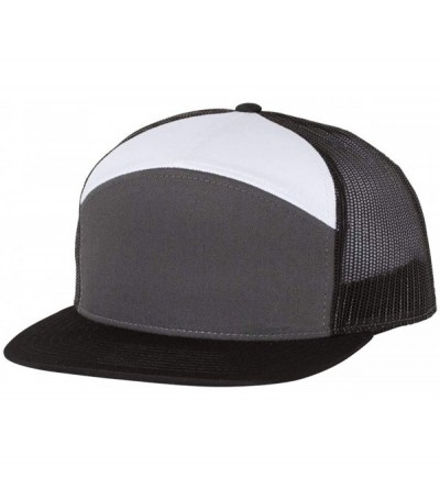 Baseball Caps Seven-Panel Trucker Cap - 168 - Charcoal/ Black/ White - CS18U95E4IZ $10.95