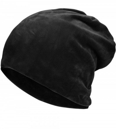 Skullies & Beanies Flannel Unisex Beanie hat - Black - CP186S5YZMW $7.83