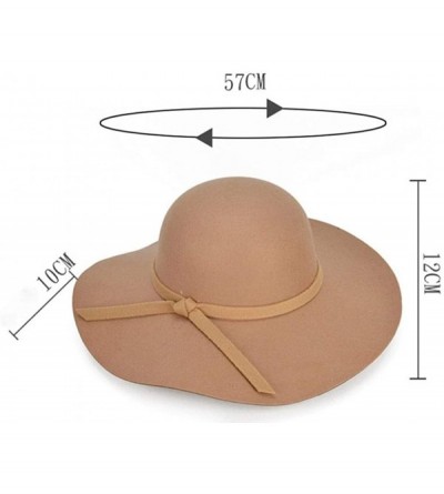 Sun Hats Fashion Women Ladies Floppy Wide Brim Wool Felt Bowler Beach Hat Sun Cap Summer Outfits - A1-red - CD18HI445ME $17.88