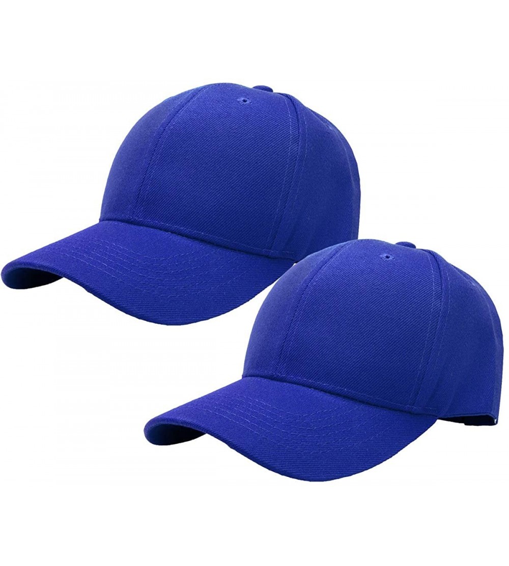 Baseball Caps 2pcs Baseball Cap for Men Women Adjustable Size Perfect for Outdoor Activities - Royal Blue/Royal Blue - CJ195D...