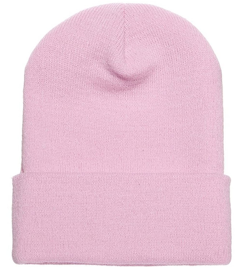 Baseball Caps Premium Flexfit Long Cuff Knit Beanie - Baby Pink - C0127UH0OH1 $10.30