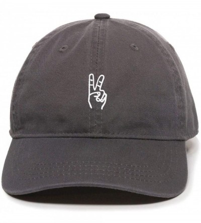 Baseball Caps Peace Sign Baseball Cap Embroidered Cotton Adjustable Dad Hat - Charcoal - C118QXH6C4X $15.12
