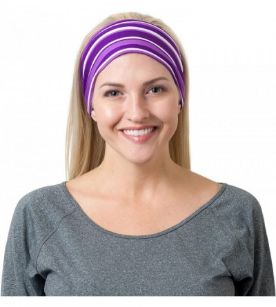 Headbands Yoga Headbands Women Men - Purple Striped - CJ186LTIU4G $10.85