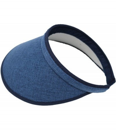 Sun Hats Women's Summer Sun UV Protection Visor Wide Brim Clip on Beach Pool Golf Cap Hat-Polyester - Navy - CR18Q7KKUCZ $11.83