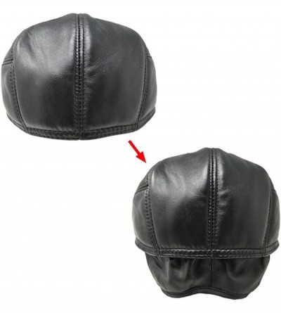 Newsboy Caps Soft Lambskin Leather Flat Cap Gatsby Newsboy Driving Warm Winter Ivy Hat - Black - CI1832NSER2 $29.05