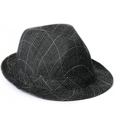 Fedoras 1920/1950 Wool Felt Homburg Gangster Fedora Manhattan Derby Hat Unisex 55-59CM - 99756-grey Grid2 - C818A6WWATN $52.70