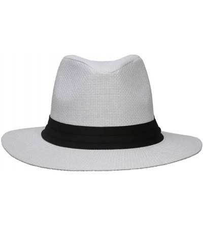 Fedoras Fashion Style Banded Wide Brim Fedora Hat - White - C811Z2SR5EL $26.70
