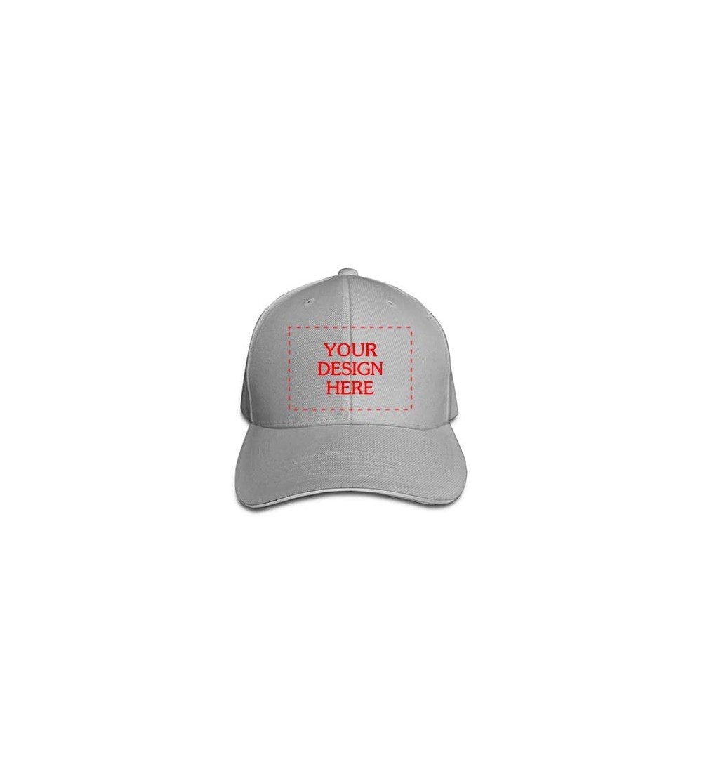 Baseball Caps Custom Peaked Cap Personlized- Add Your Own Image- Cotton Baseball Hat- Adjustable Sun Headgear - Gray - C71965...