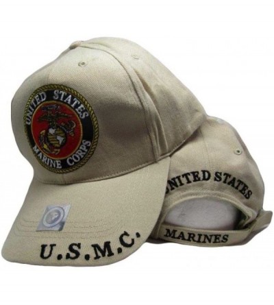 Baseball Caps Marines Marine Corps EGA USMC Emblem Khaki Tan Embroidered Cap Hat Adjustable - CK186UIDM0C $10.27