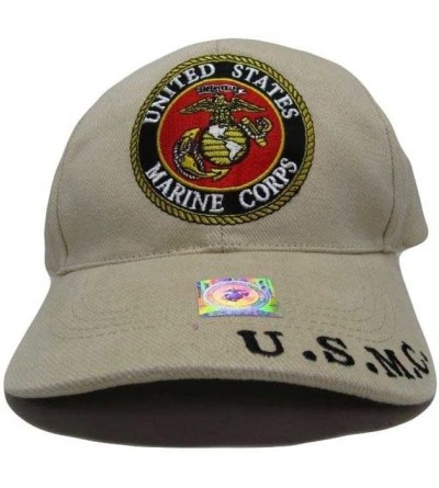 Baseball Caps Marines Marine Corps EGA USMC Emblem Khaki Tan Embroidered Cap Hat Adjustable - CK186UIDM0C $10.27