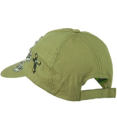 Baseball Caps Sequin and Glitter Cross Baseball Cap - Olive - C111VSYE3N9 $22.93