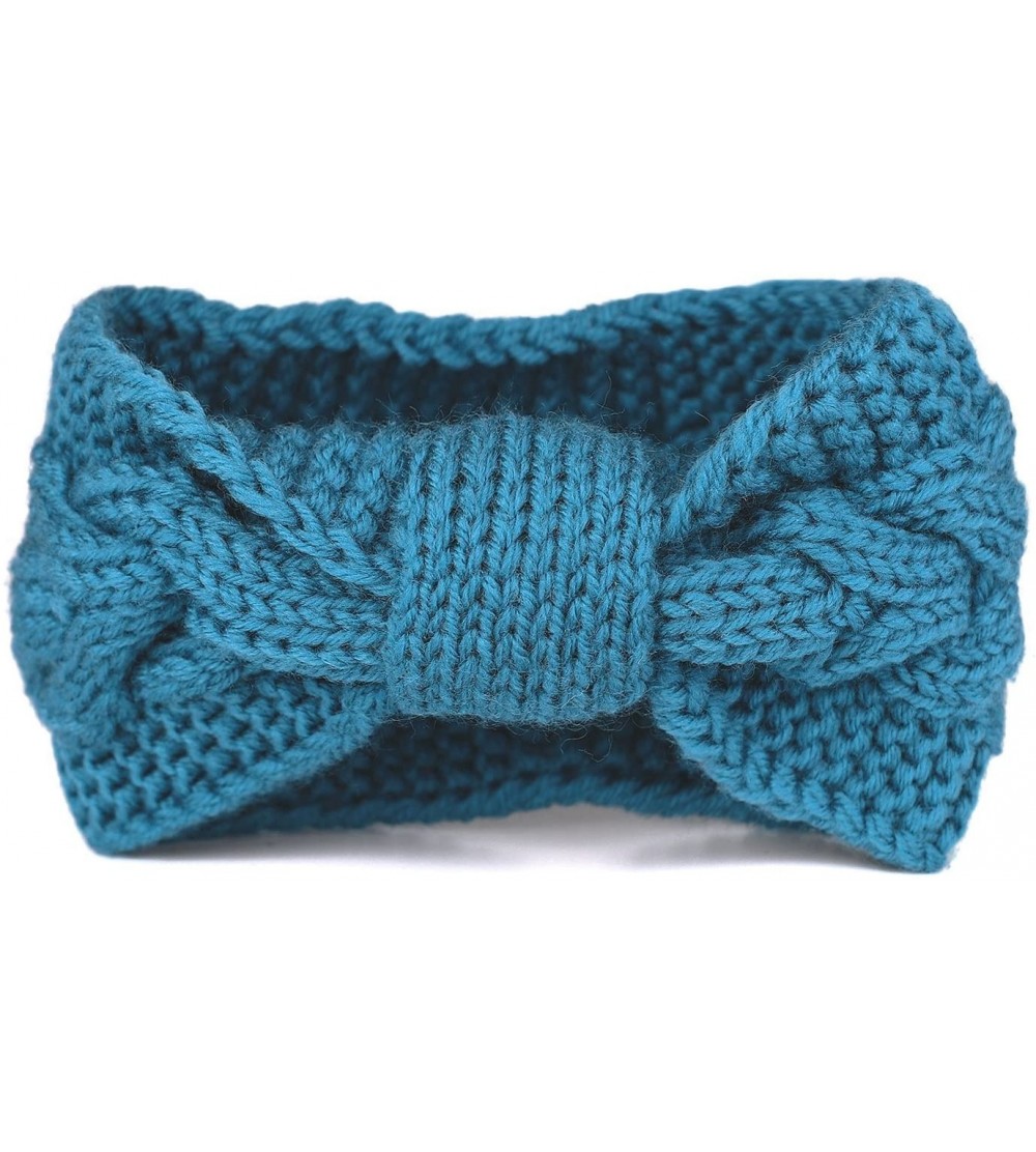 Cold Weather Headbands Women's Cable Knitted Turban Headband Soft Ear Warmer Head Wrap - Turquoise - CO18GAT8LK3 $7.08