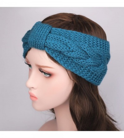 Cold Weather Headbands Women's Cable Knitted Turban Headband Soft Ear Warmer Head Wrap - Turquoise - CO18GAT8LK3 $7.08