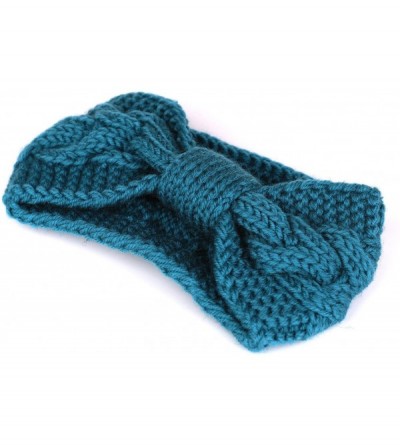 Cold Weather Headbands Women's Cable Knitted Turban Headband Soft Ear Warmer Head Wrap - Turquoise - CO18GAT8LK3 $7.08