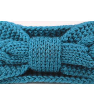 Cold Weather Headbands Women's Cable Knitted Turban Headband Soft Ear Warmer Head Wrap - Turquoise - CO18GAT8LK3 $7.08