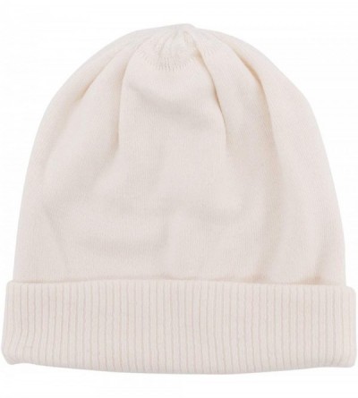 Skullies & Beanies Oversize Winter Beanie Hat - 30% Cashmere - Stretch Fitted - Beige - CO18Z2S3GWX $11.90